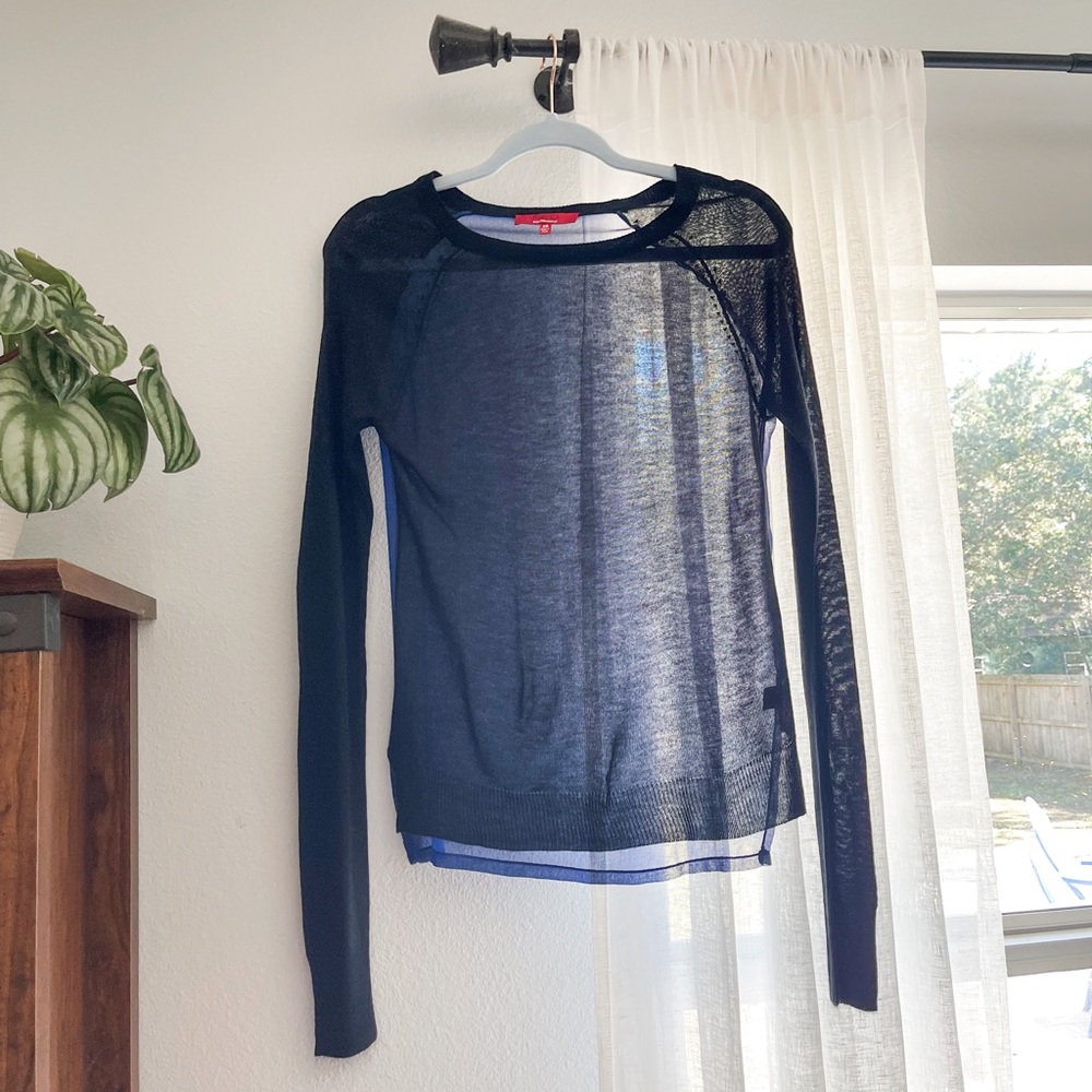 NWOT Sheer Black Featherweight Saks Fifth Avenue Top